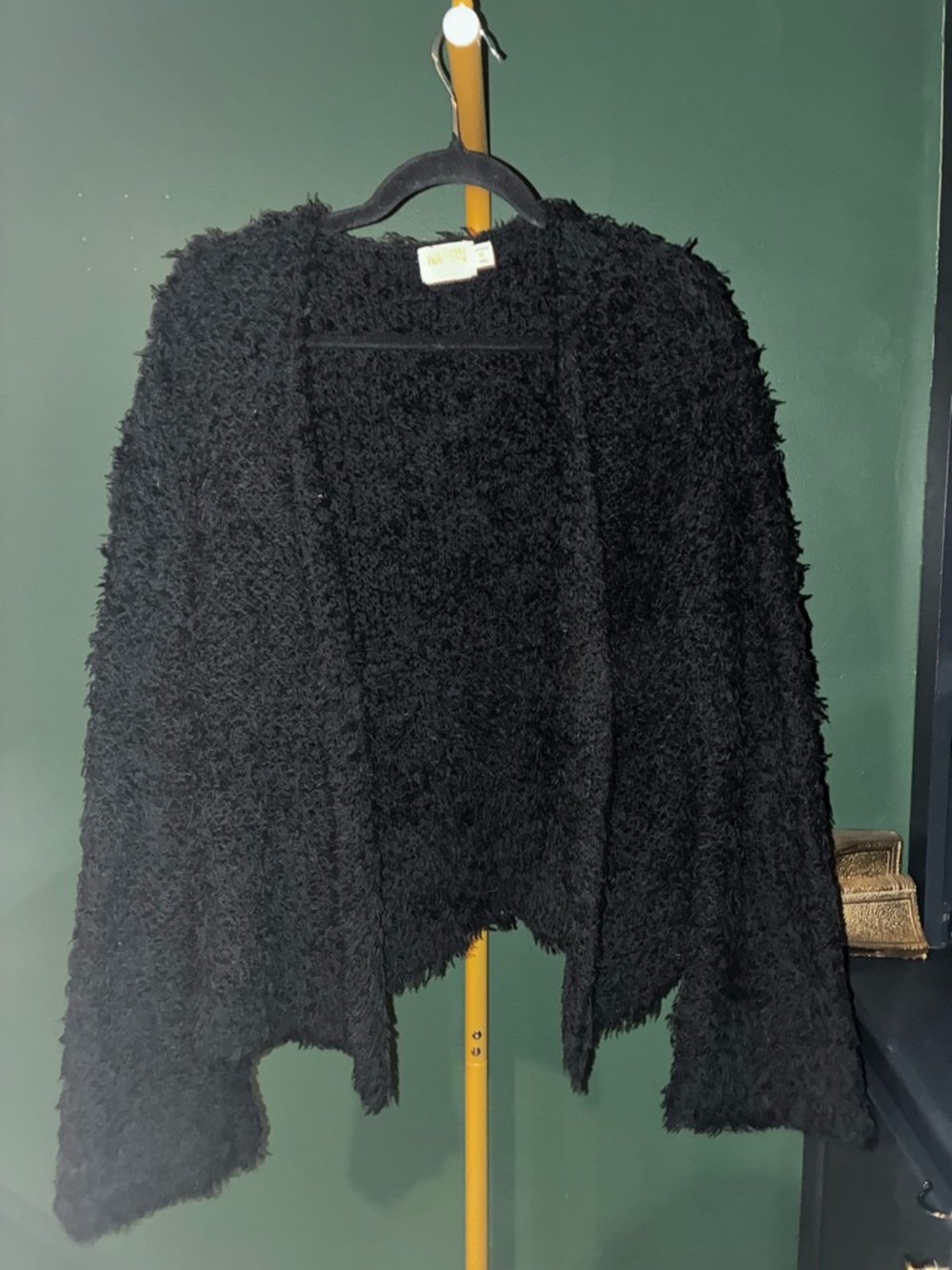Nation LTD Black Shaggy Open-Front Women's Cardigan